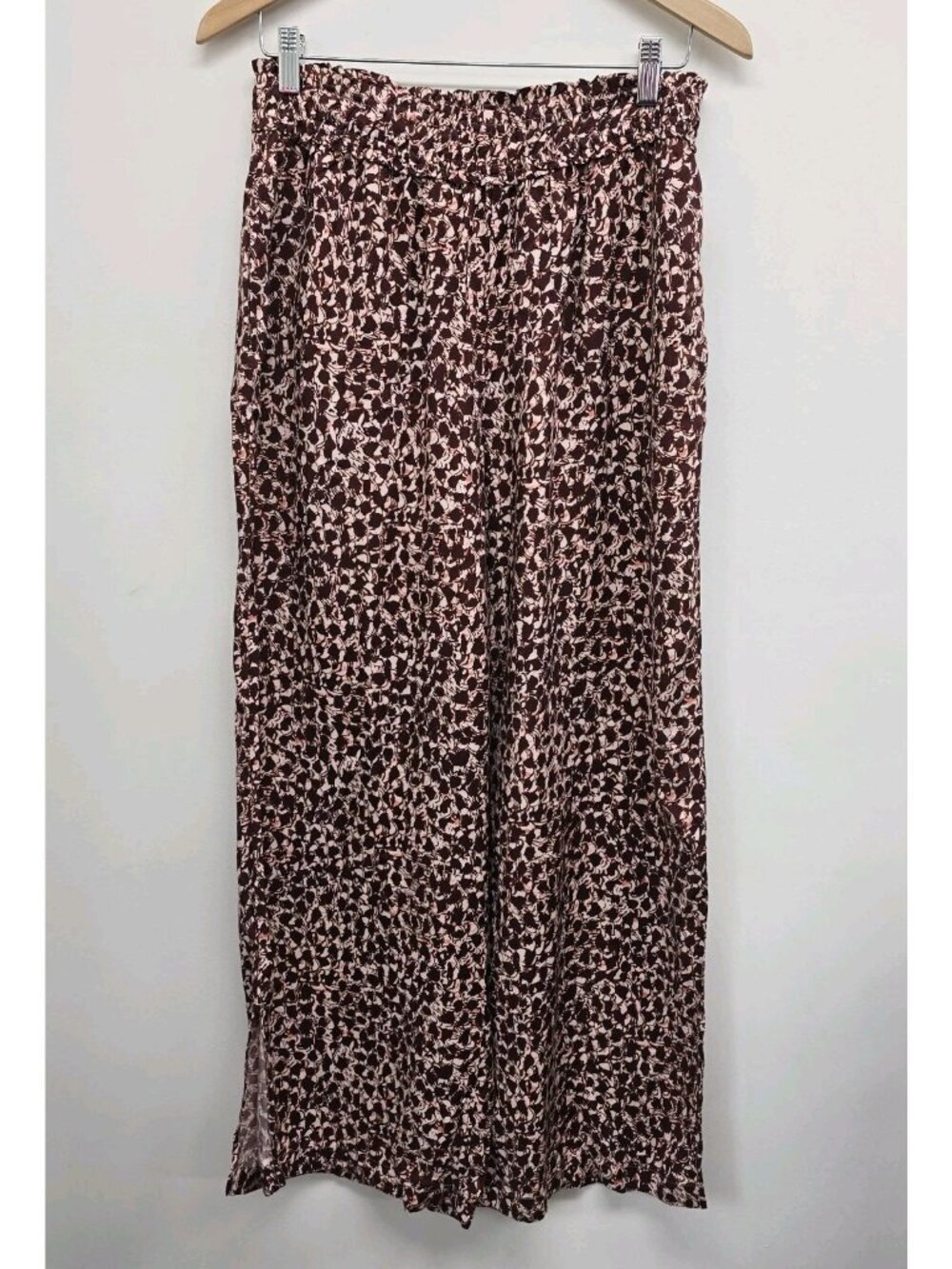 By Anthropologie Full Length Pull On Wide Leg Pants Size Large High Rise Pockets
